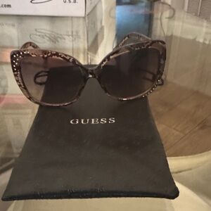 Guess Brown Tortoise Cat-Eye Sunglasses with Stud Details